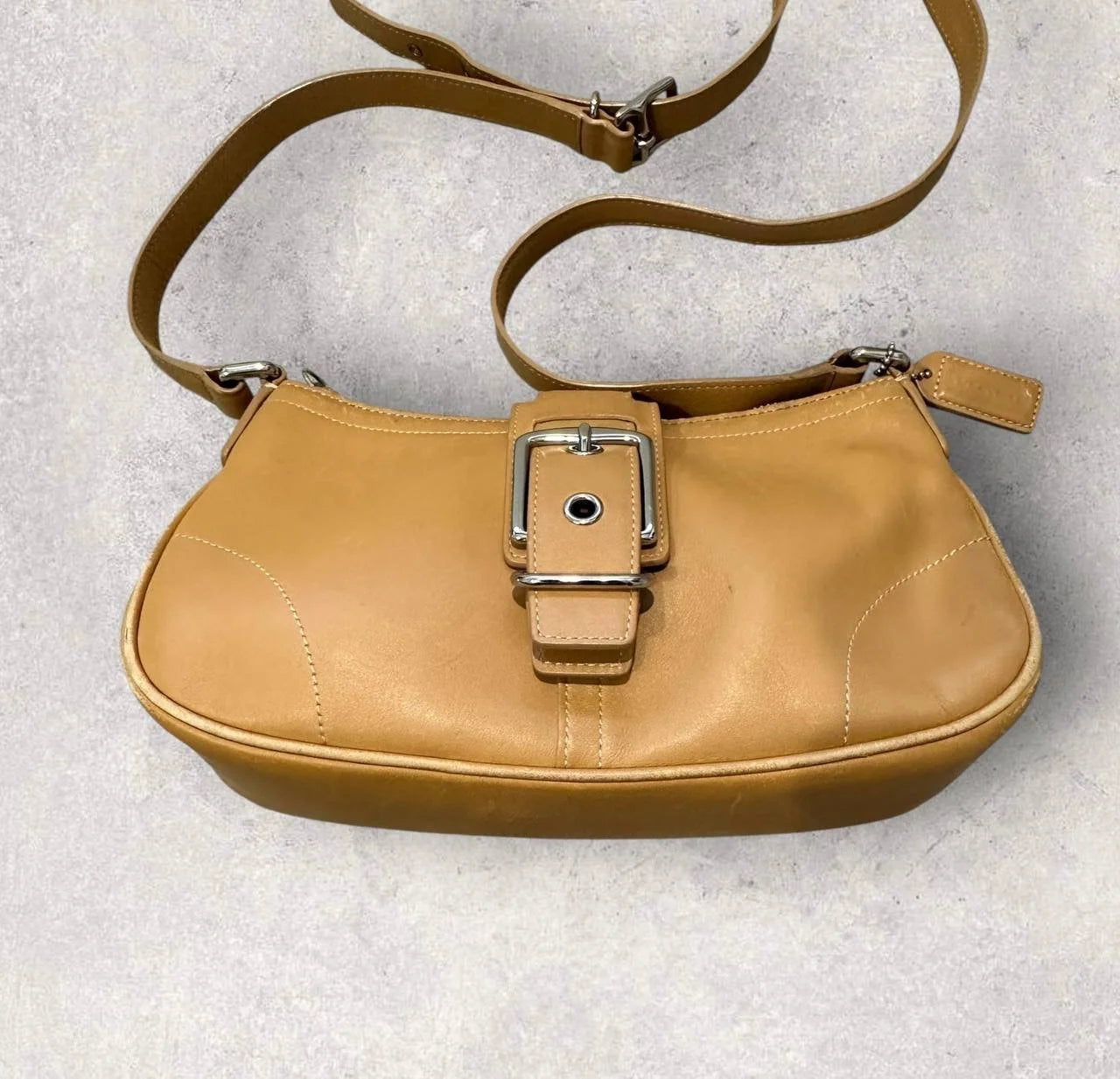 Authentic Vintage Coach Buckle Leather Crossbody Bag