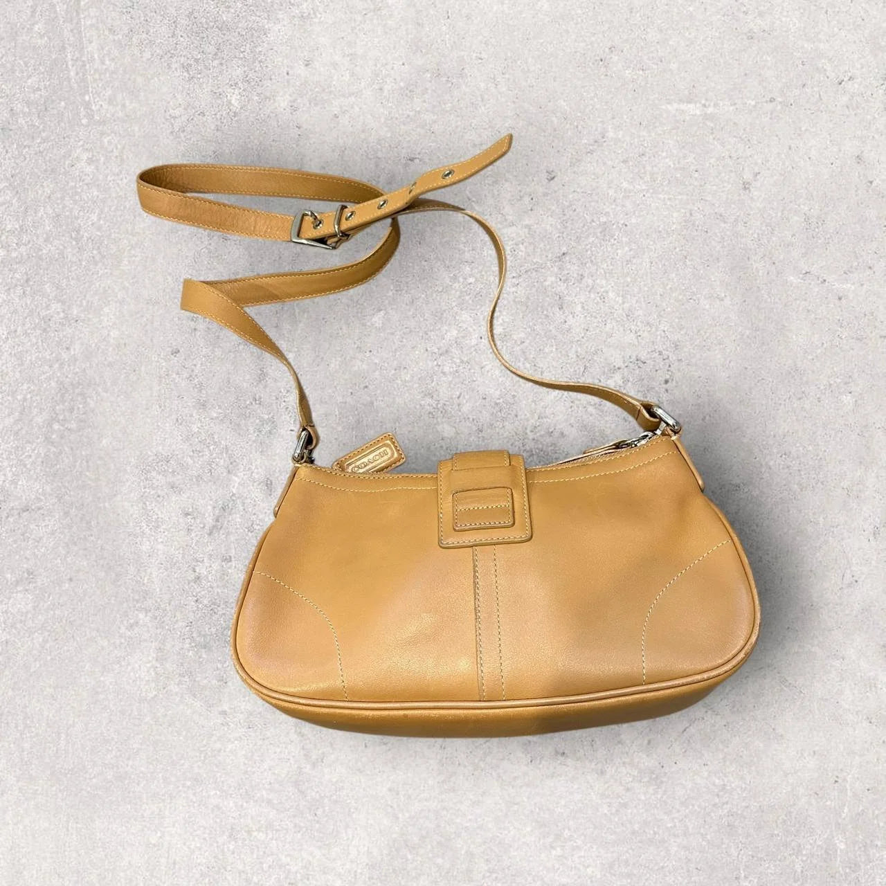 Authentic Vintage Coach Buckle Leather Crossbody Bag