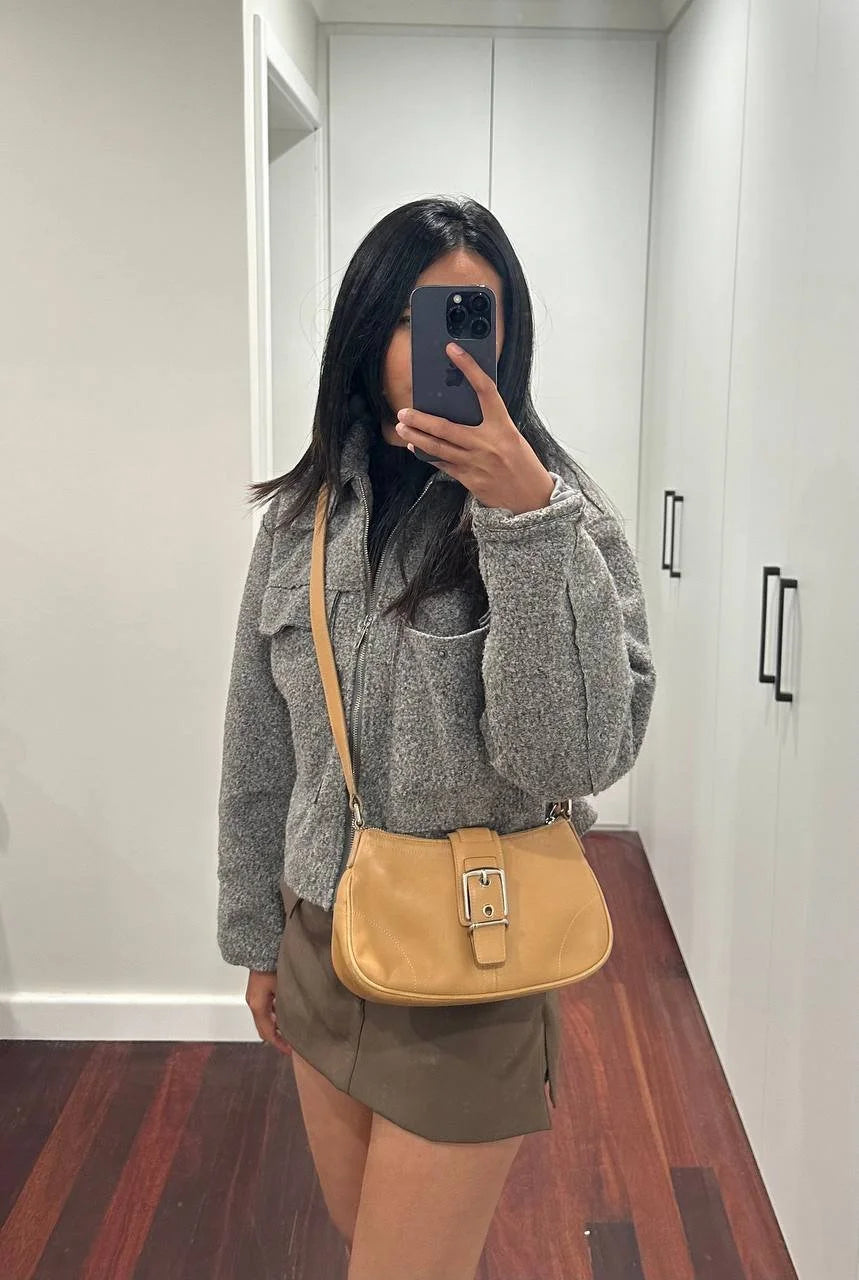 Authentic Vintage Coach Buckle Leather Crossbody Bag