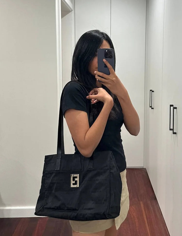 Authentic Vintage Fendi Zucca Nylon Tote Bag