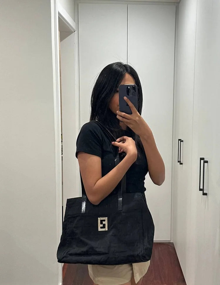 Authentic Vintage Fendi Zucca Nylon Tote Bag