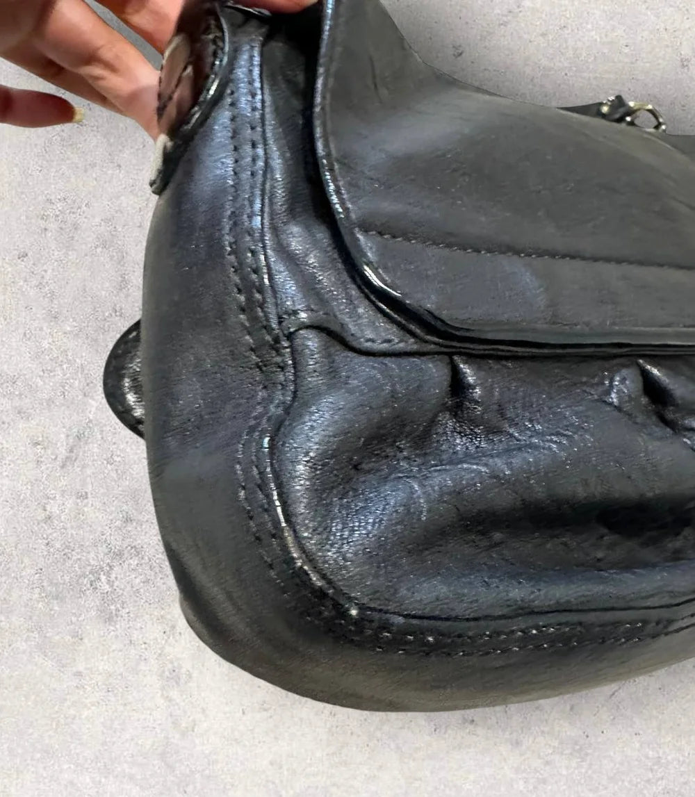 Authentic Vintage Fendi Buckle B Patent Leather Shoulder Bag