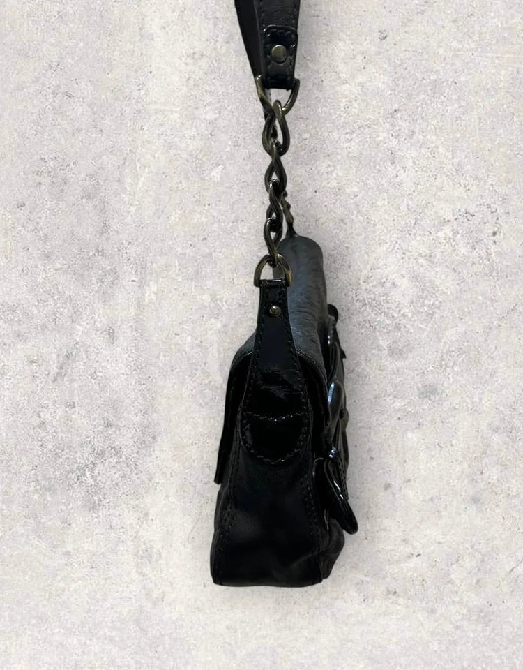 Authentic Vintage Fendi Buckle B Patent Leather Shoulder Bag