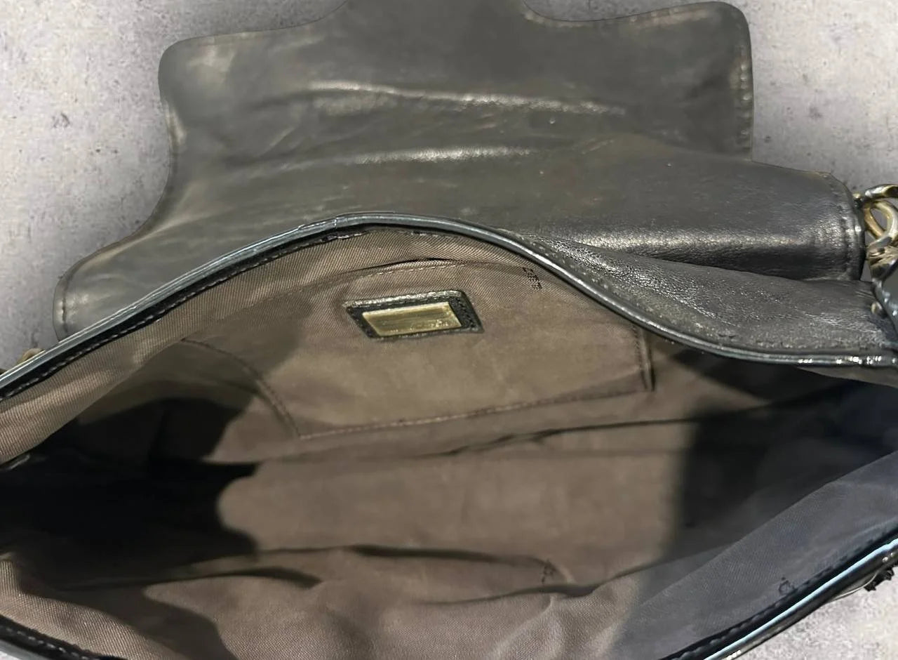 Authentic Vintage Fendi Buckle B Patent Leather Shoulder Bag