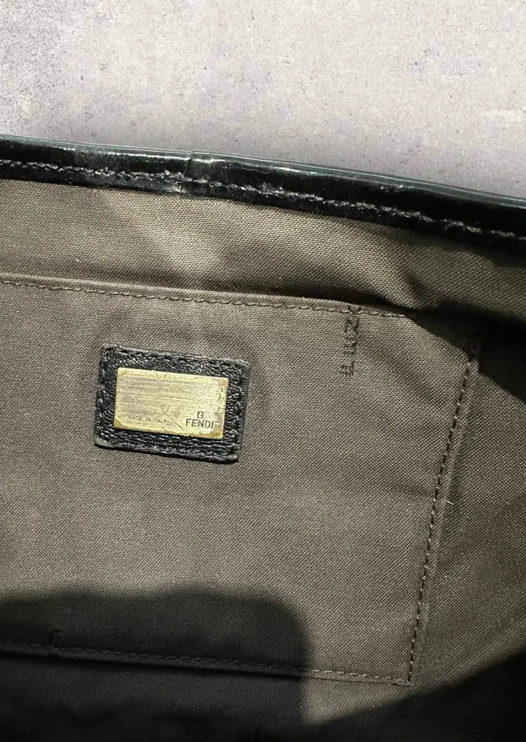 Authentic Vintage Fendi Buckle B Patent Leather Shoulder Bag