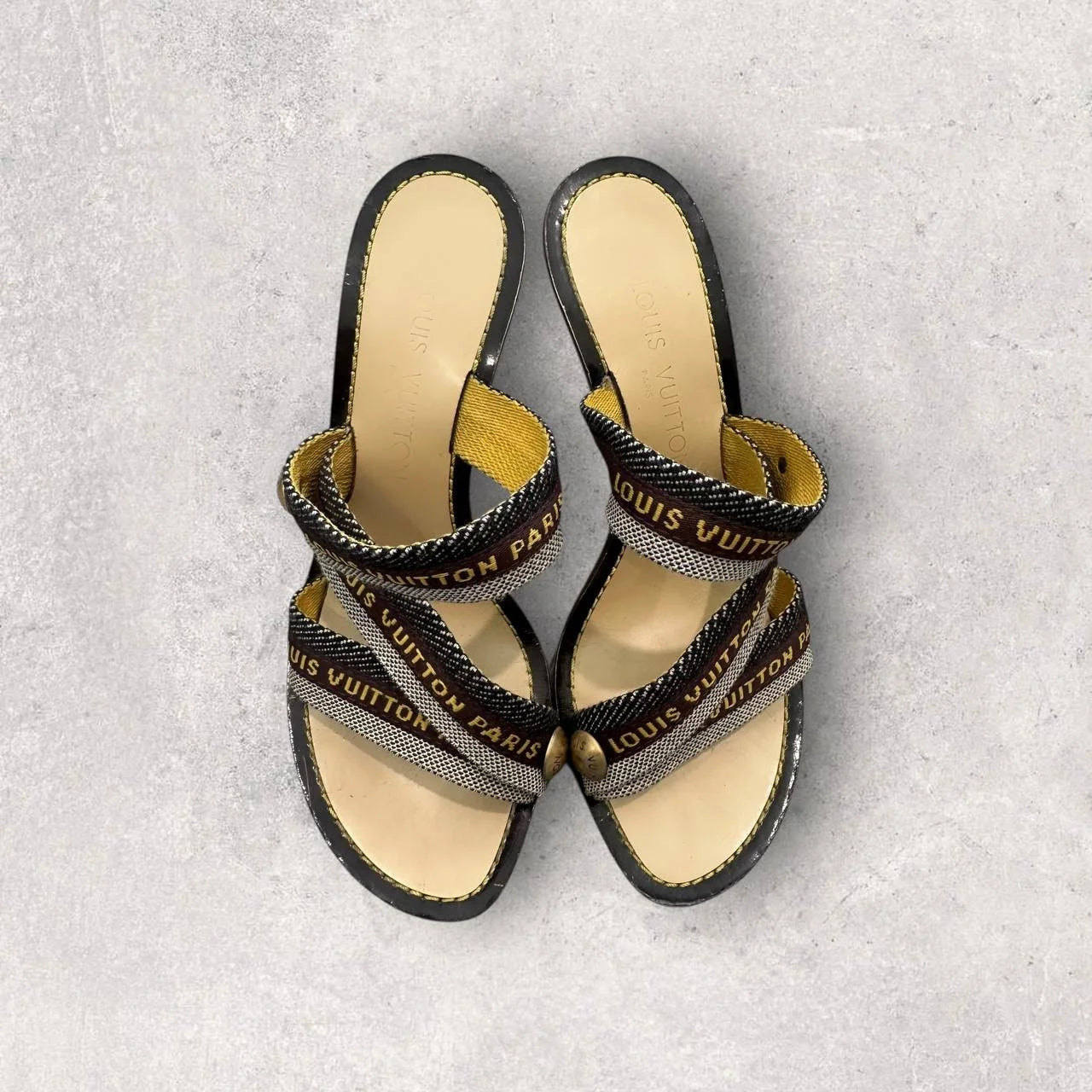 Authentic Louis Vuitton Canvas Strap Heels Size 37.5