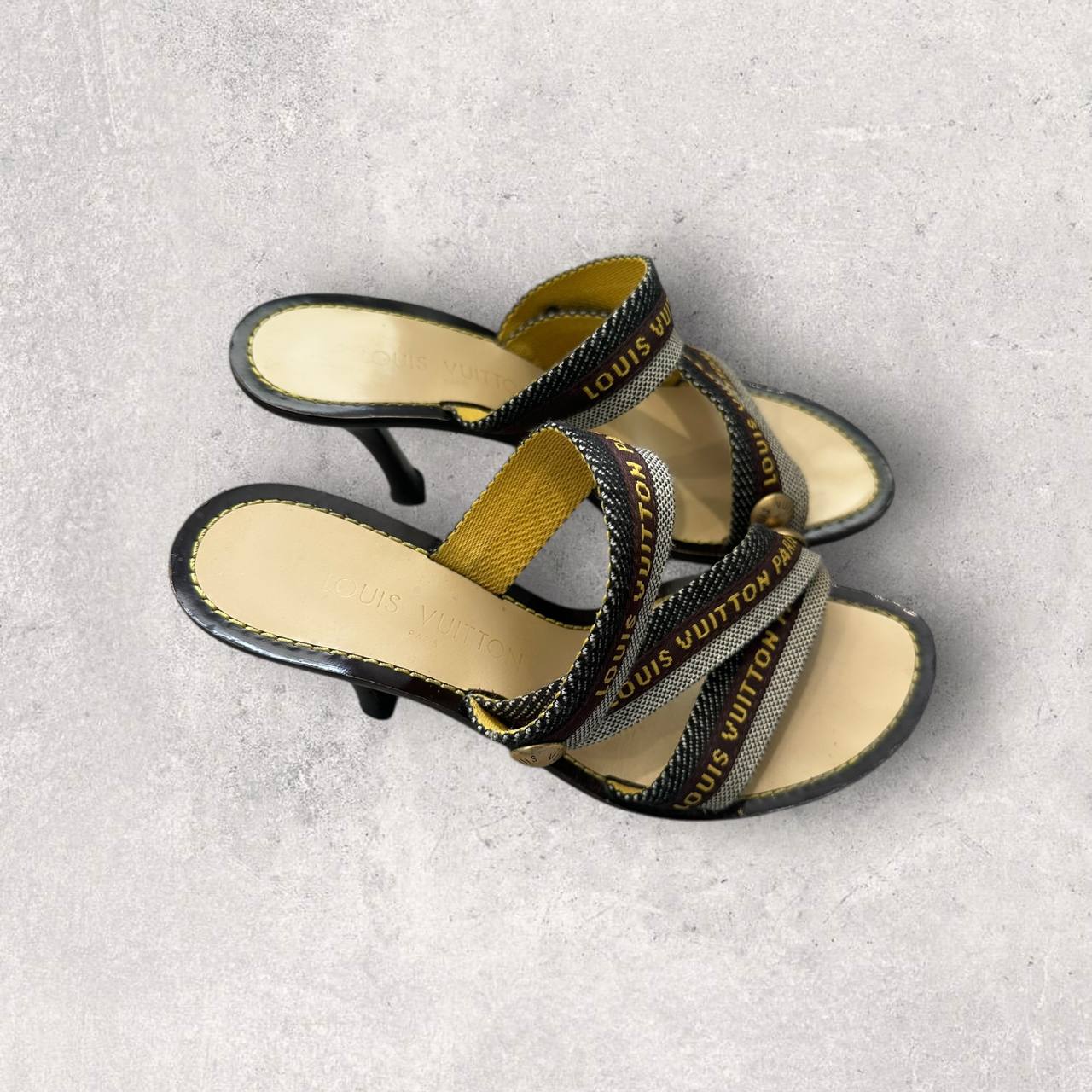 Authentic Louis Vuitton Canvas Strap Heels Size 37.5