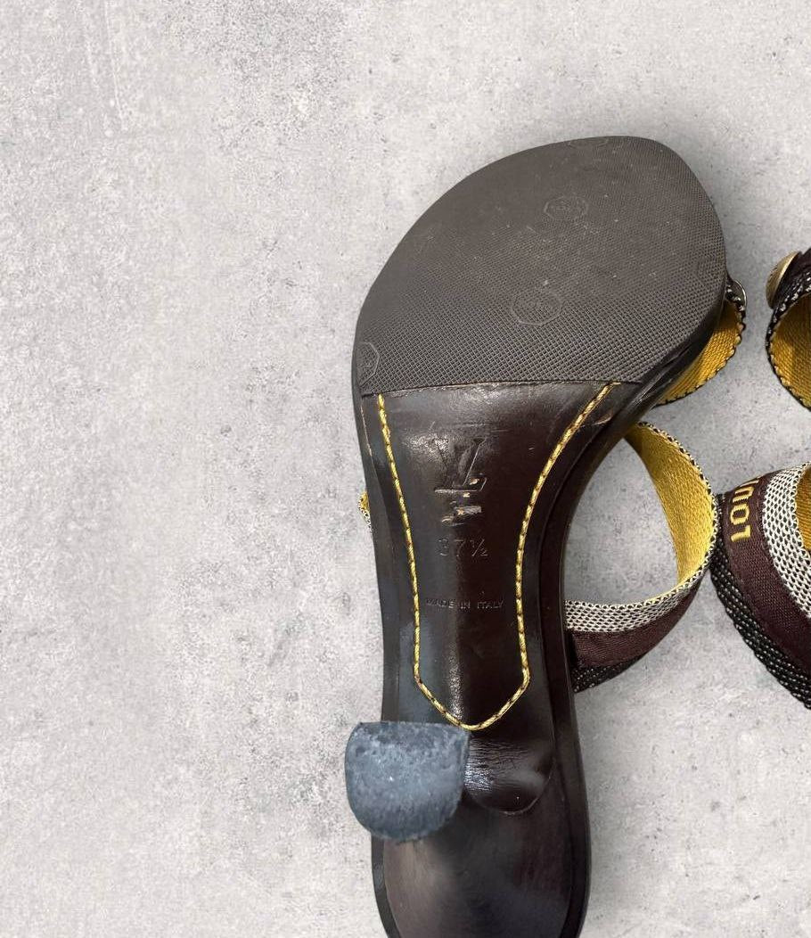 Authentic Louis Vuitton Canvas Strap Heels Size 37.5