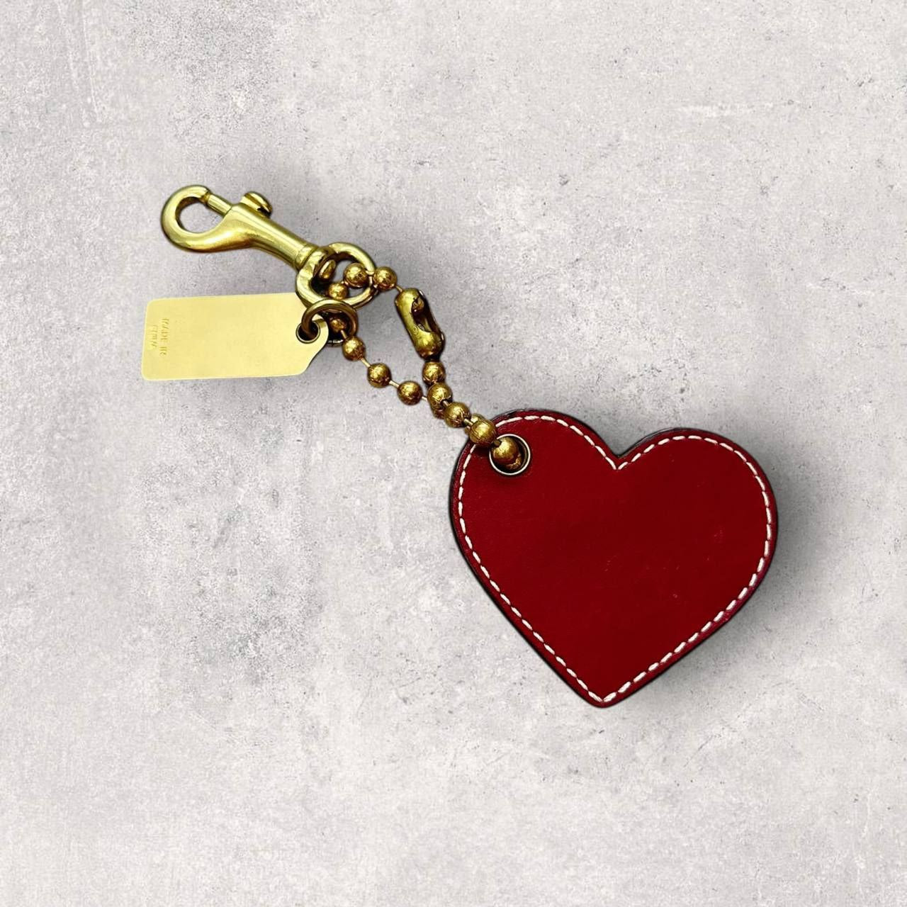 Authentic Coach Leather Heart Bag Charm