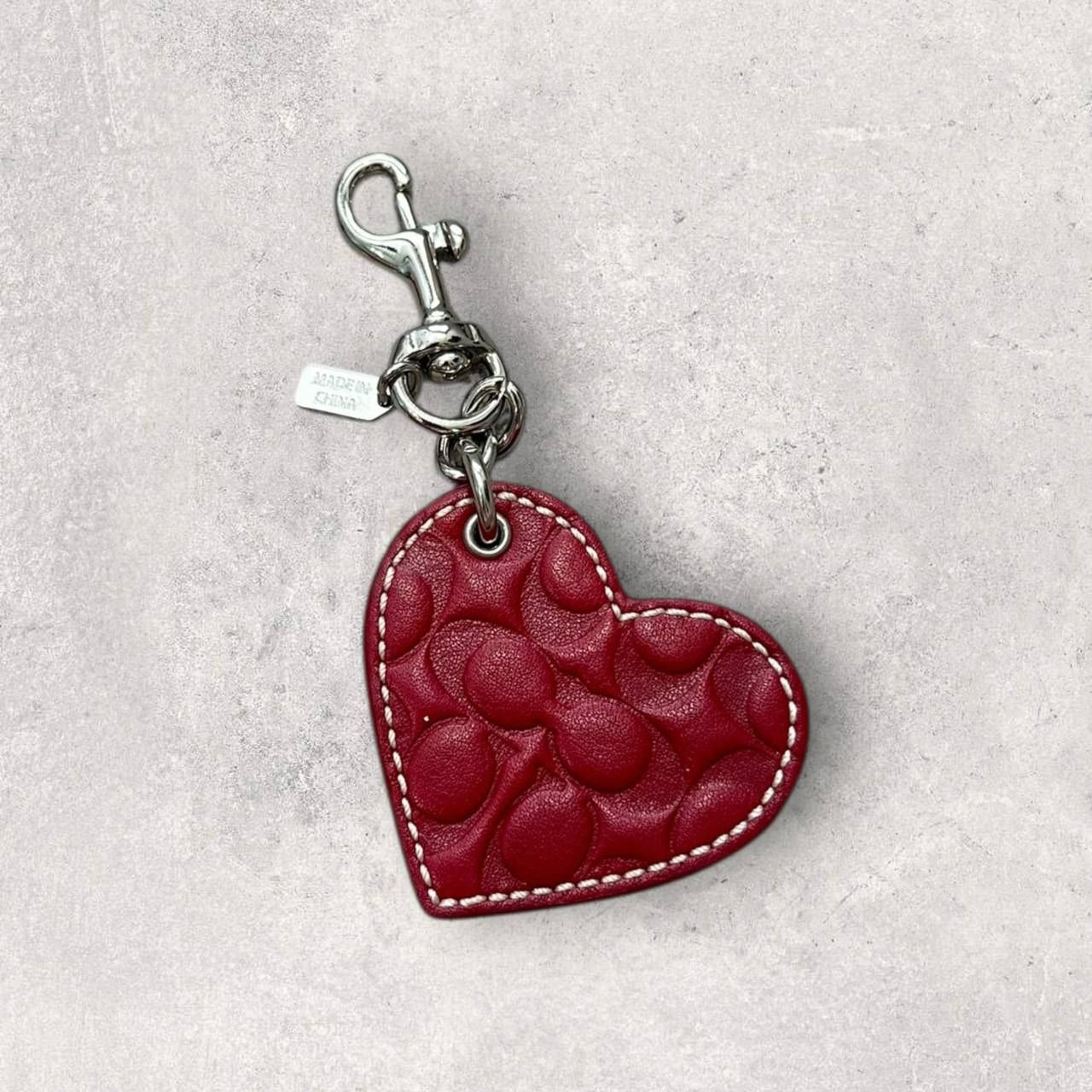Authentic Coach Matte Leather Red Heart Bag Charm