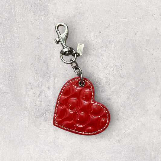 Authentic Coach Patent Leather Red Heart Bag Charm