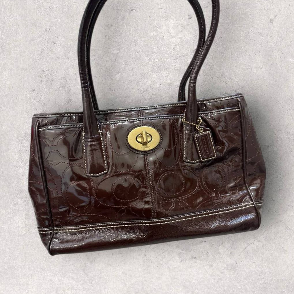 Authentic Vintage Coach Madeline Embossed Patent Leather Shoulder Bag
