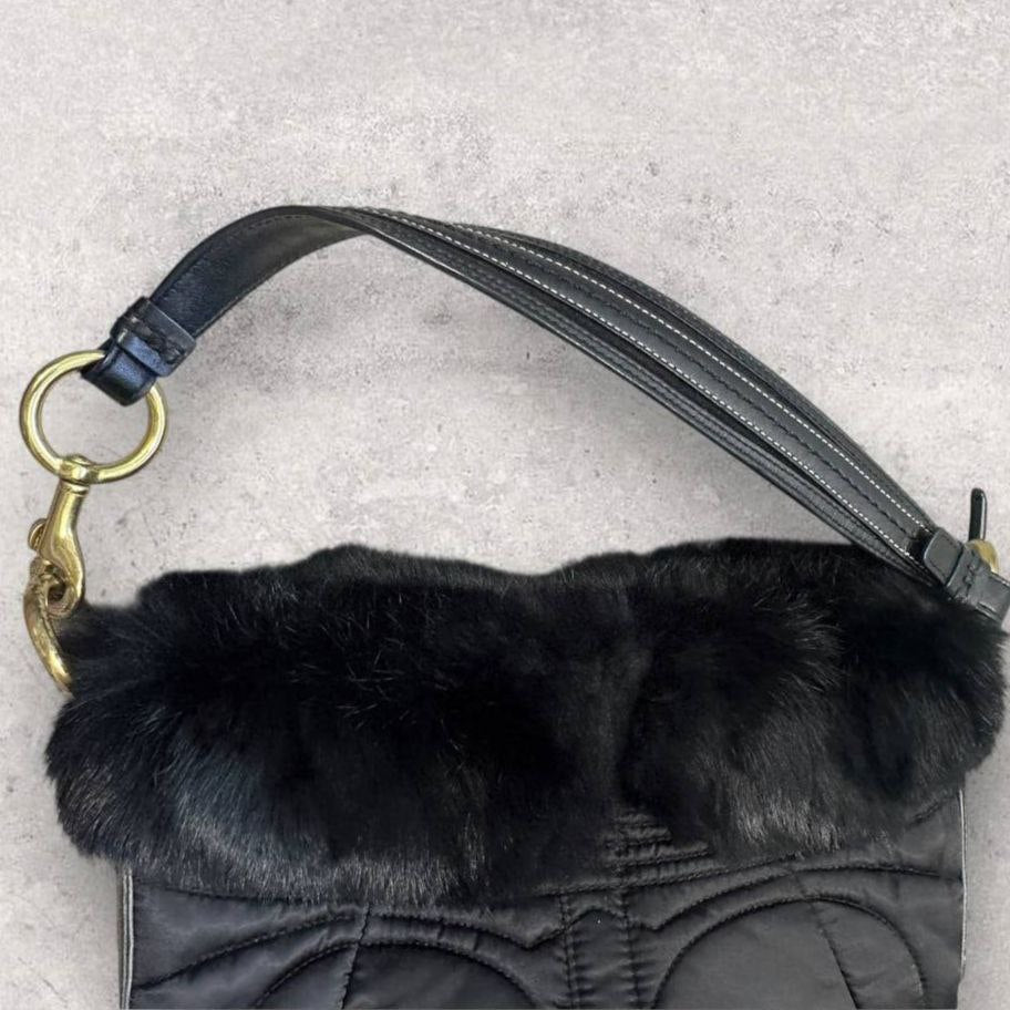 Authentic Vintage Coach Fur Ski Collection Shoulder Bag
