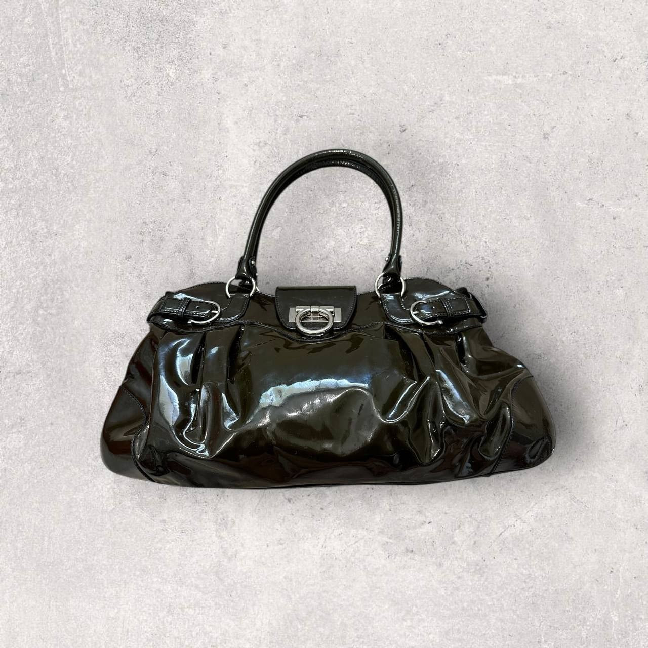 Authentic Vintage Salvatore Ferragamo Marisa Patent Leather Shoulder Bag