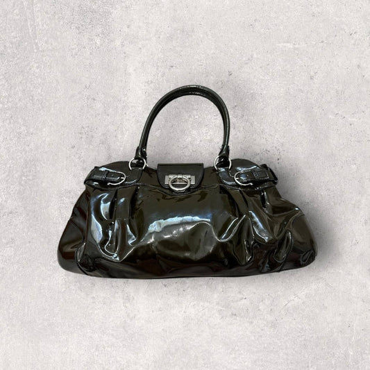 Authentic Vintage Salvatore Ferragamo Marisa Patent Leather Shoulder Bag