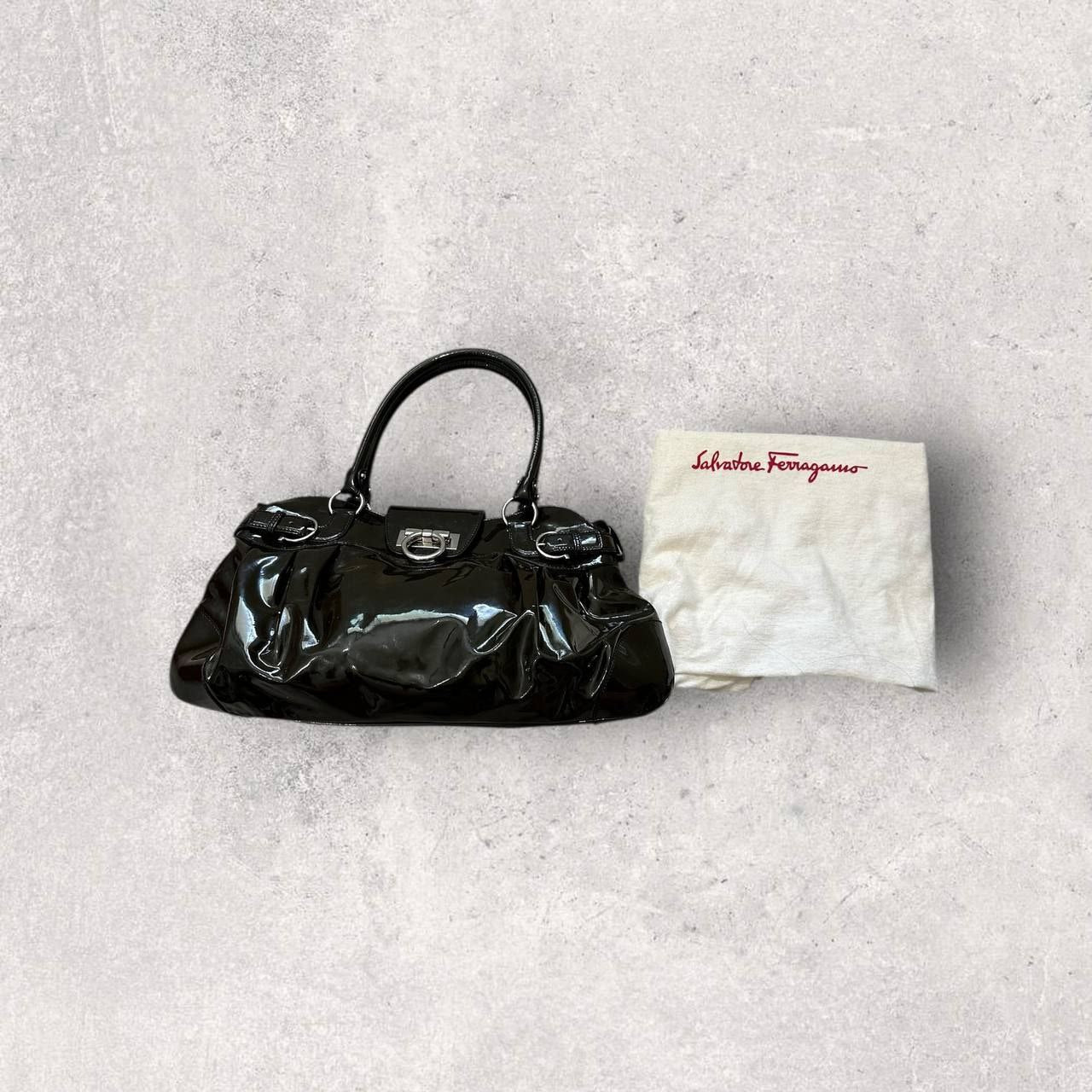 Authentic Vintage Salvatore Ferragamo Marisa Patent Leather Shoulder Bag