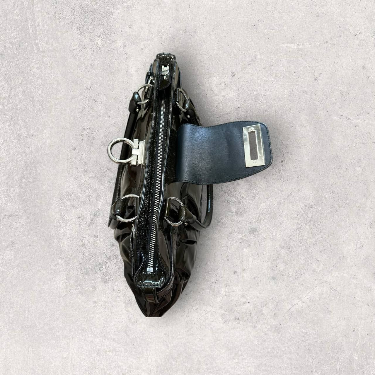 Authentic Vintage Salvatore Ferragamo Marisa Patent Leather Shoulder Bag