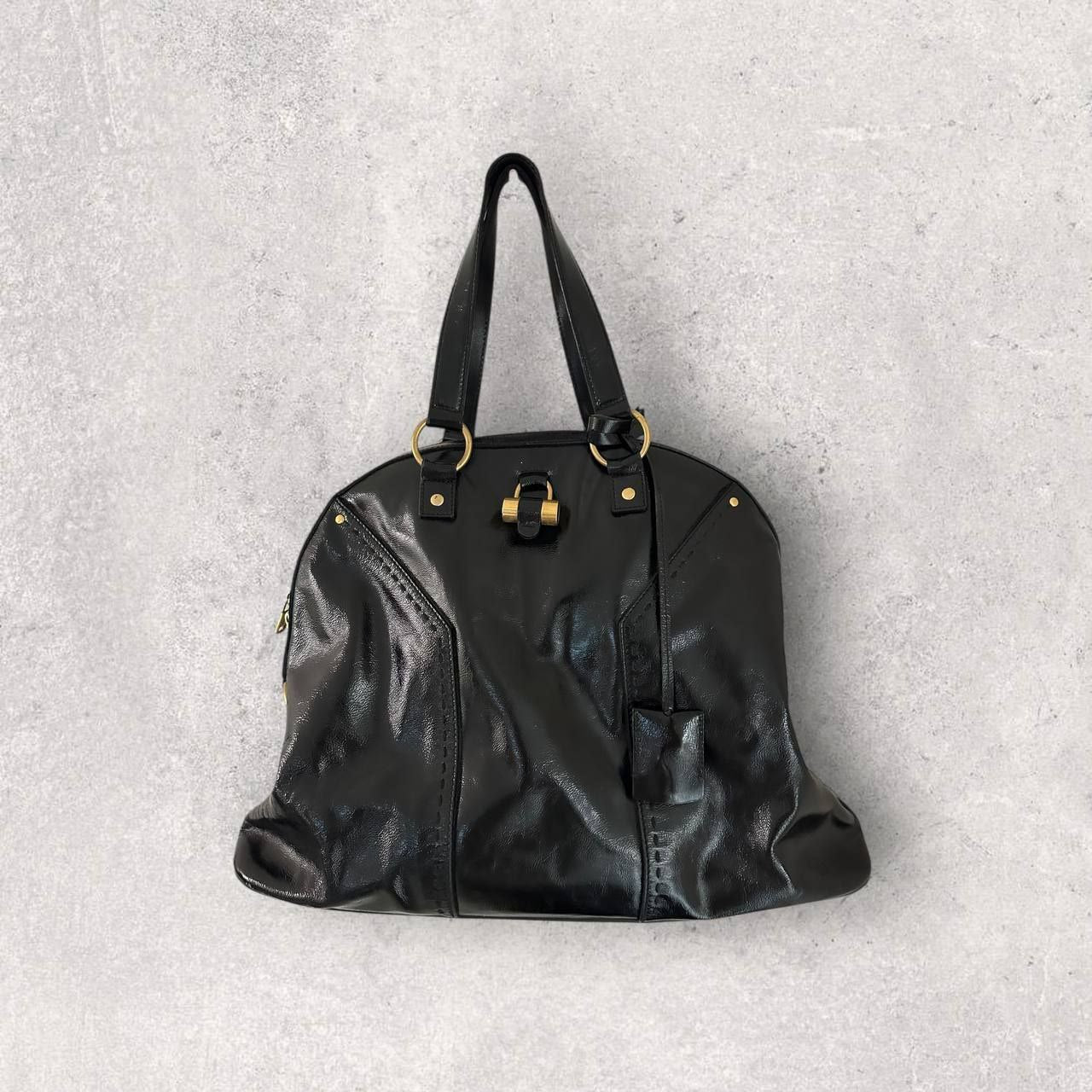 Authentic Vintage YSL Muse Patent Leather Shoulder Bag Large Size