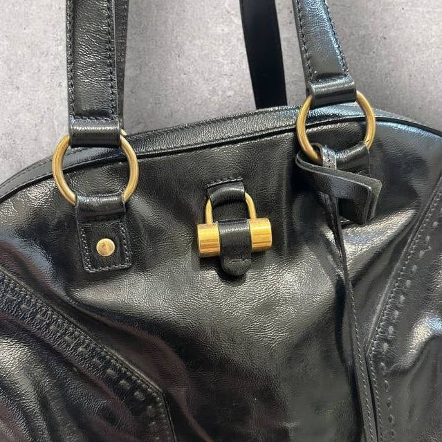 Authentic Vintage YSL Muse Patent Leather Shoulder Bag Large Size