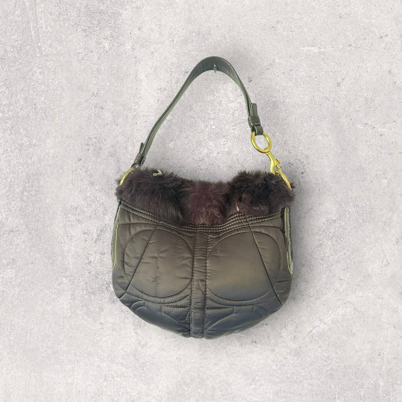 Authentic Vintage Coach Fur Ski Shoulder Bag