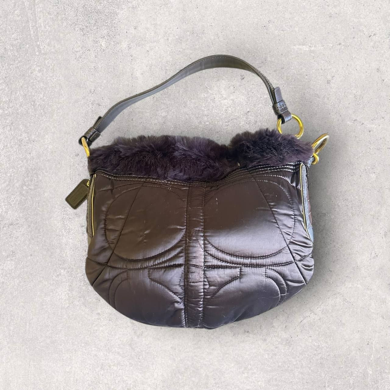 Authentic Vintage Coach Fur Ski Shoulder Bag
