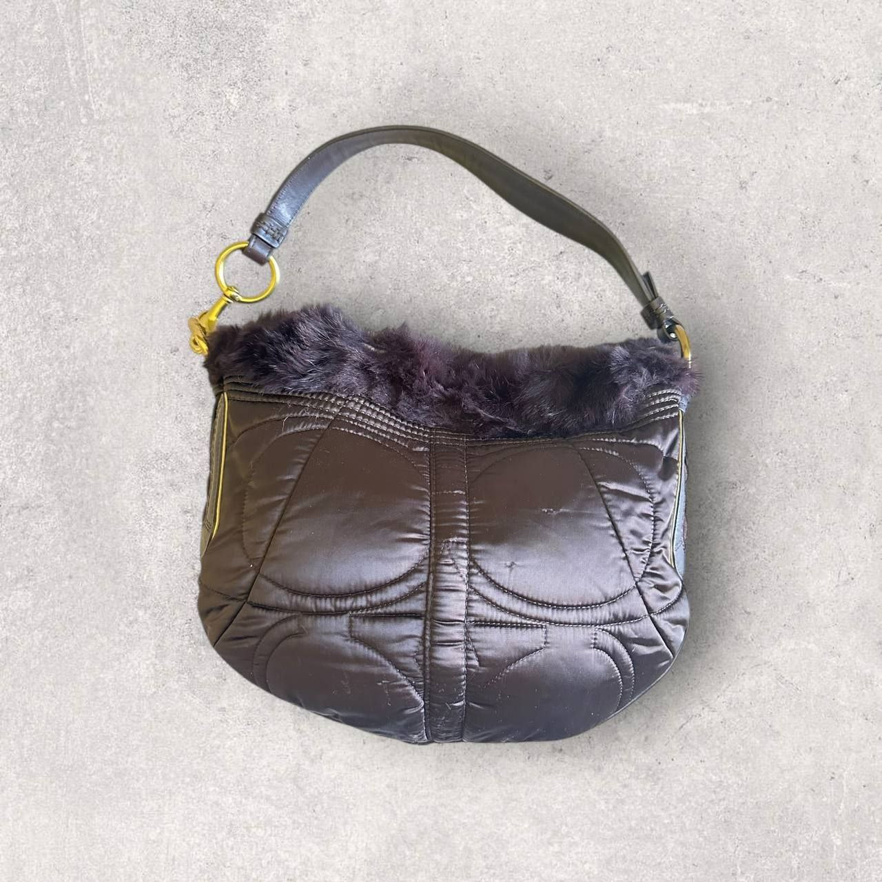 Authentic Vintage Coach Fur Ski Shoulder Bag