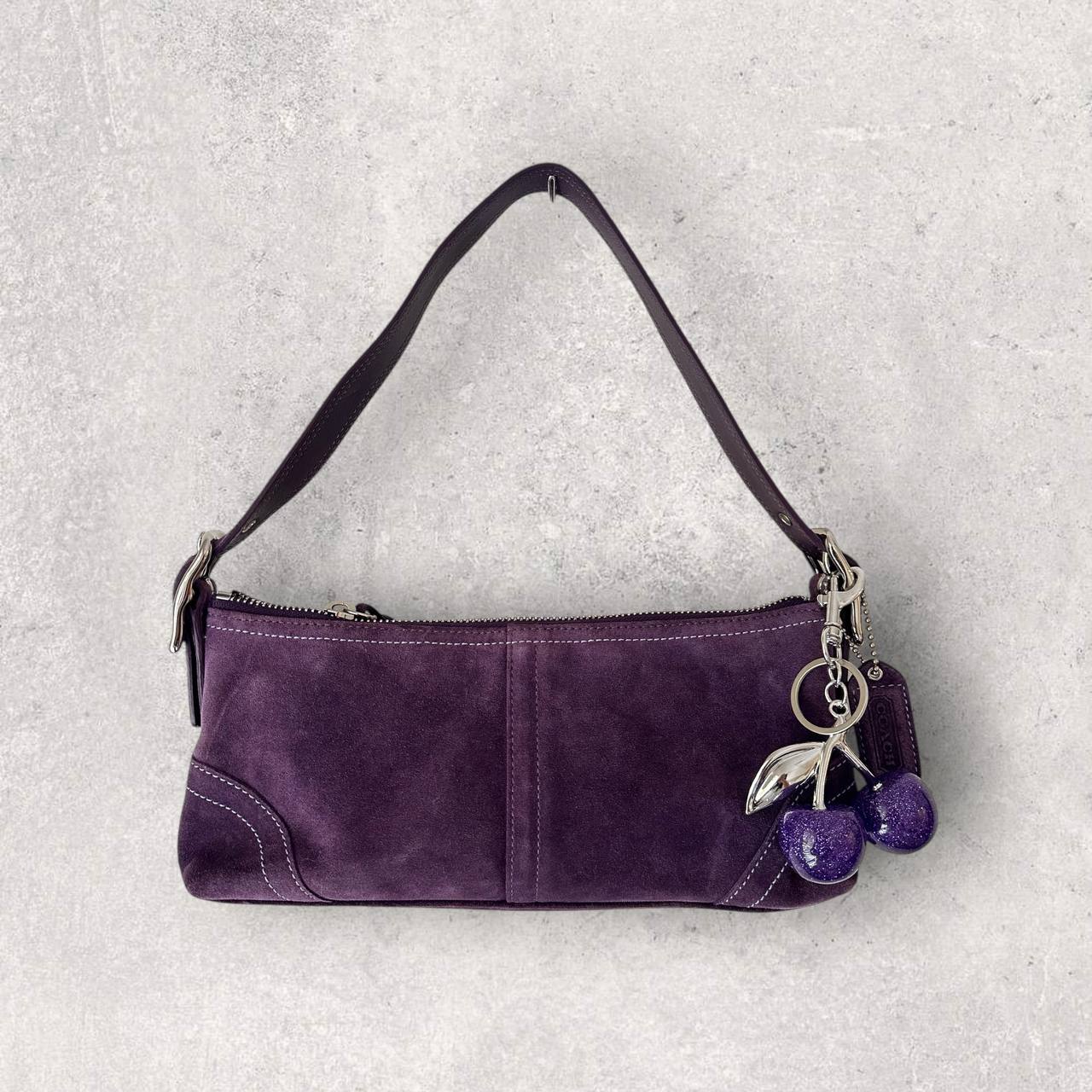 Authentic Vintage Coach Suede Shoulder Bag with Brush