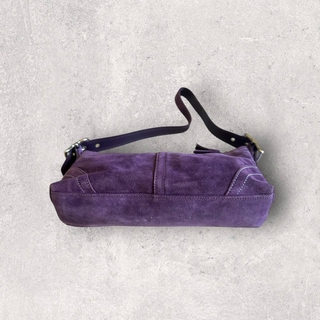 Authentic Vintage Coach Suede Shoulder Bag with Brush