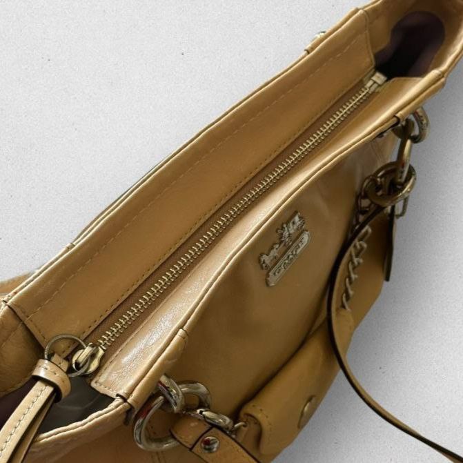 Authentic Vintage Coach Gallery Signature Shoulder Bag with Bag Charm