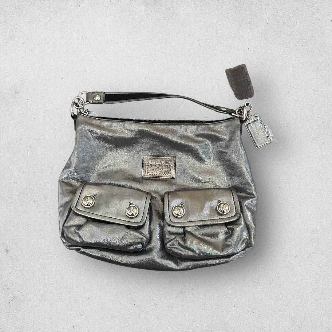 Authentic Vintage Coach Poppy Silver Hobo Bag
