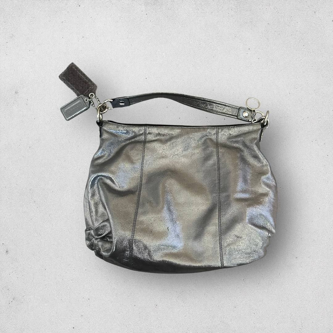 Authentic Vintage Coach Poppy Silver Hobo Bag