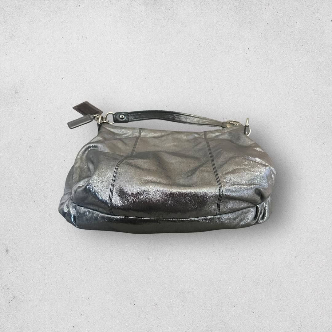 Authentic Vintage Coach Poppy Silver Hobo Bag