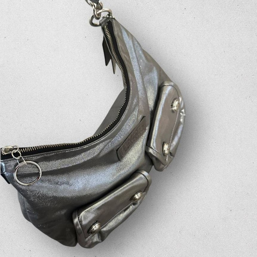 Authentic Vintage Coach Poppy Silver Hobo Bag