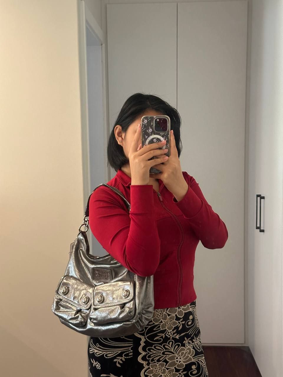 Authentic Vintage Coach Poppy Silver Hobo Bag