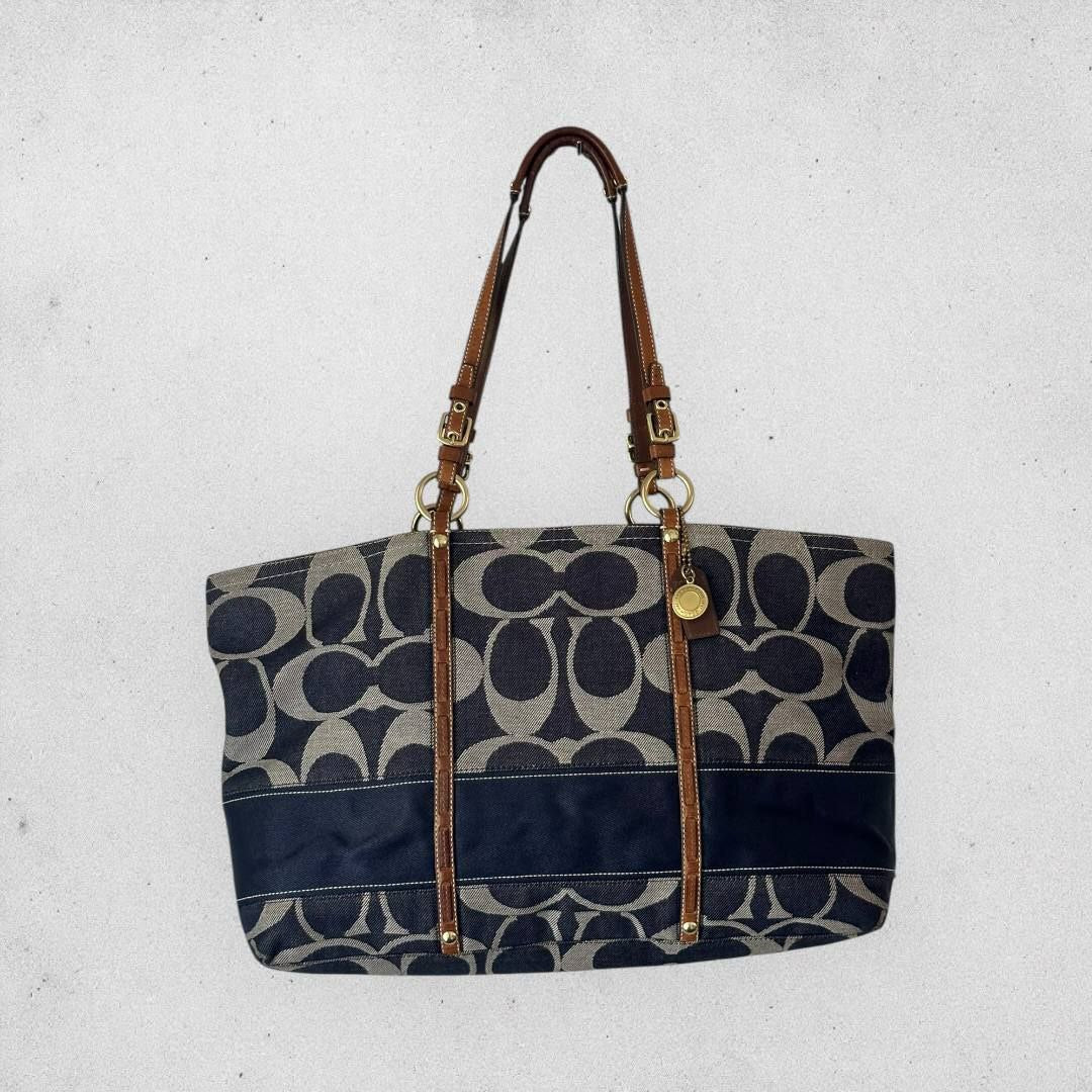 Authentic Vintage Coach Signature Denim Tote Bag