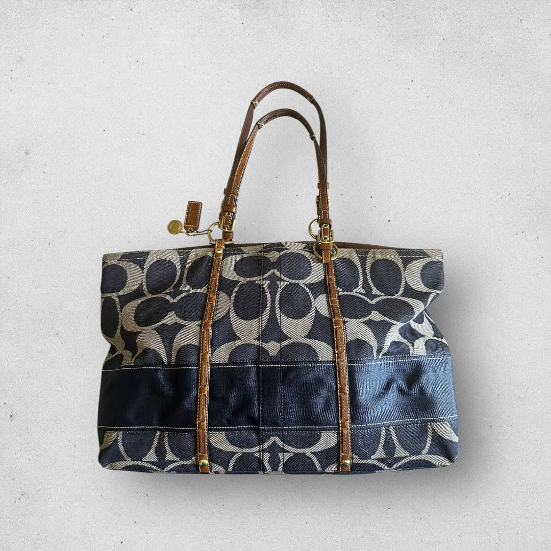 Authentic Vintage Coach Signature Denim Tote Bag