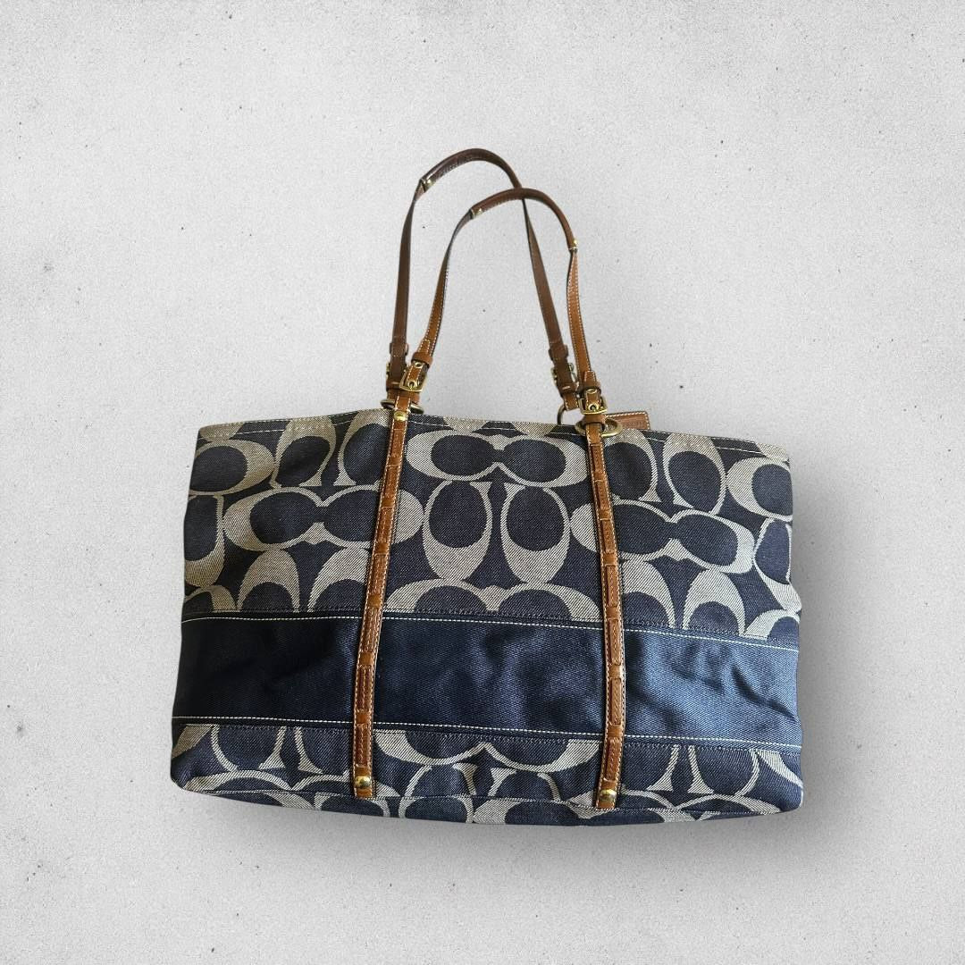 Authentic Vintage Coach Signature Denim Tote Bag