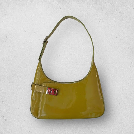 Authenic Vintage Ferragamo Gancini Patent Leather Shoulder Bag