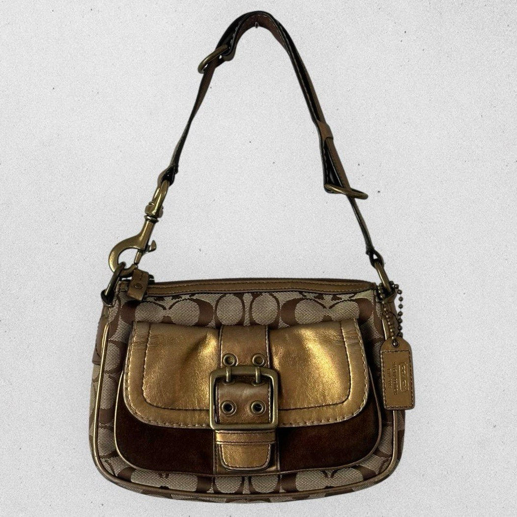 Authentic Vintage Coach Signature Buckle Shoulder Bag