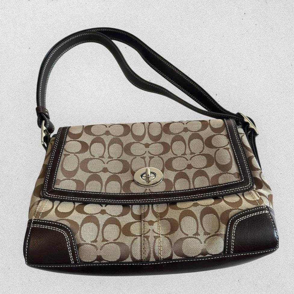 Authentic Vintage Coach Signature Flap Shoulder Bag