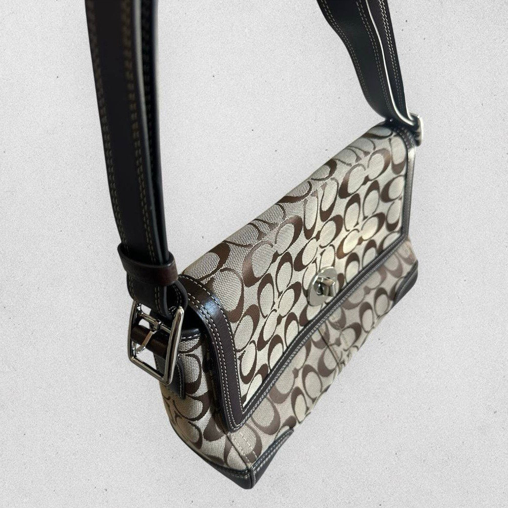 Authentic Vintage Coach Signature Flap Shoulder Bag