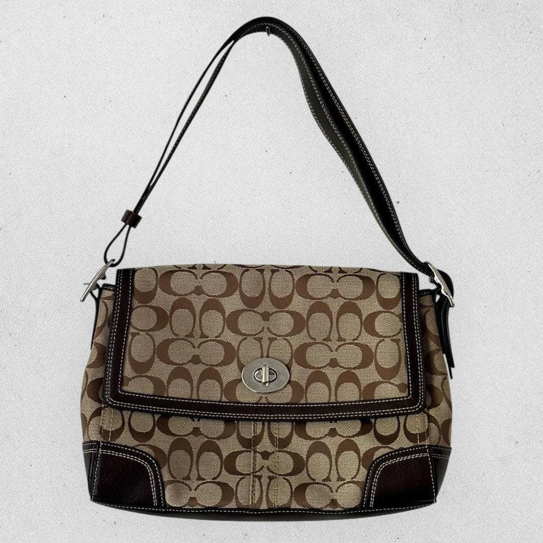 Authentic Vintage Coach Signature Flap Shoulder Bag