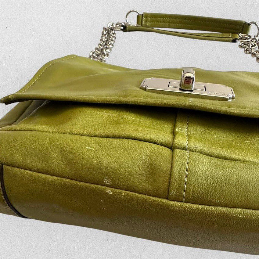 Authentic Vintage Coach Turnlock Olive Green Leather Shoulder/Crossbody Bag