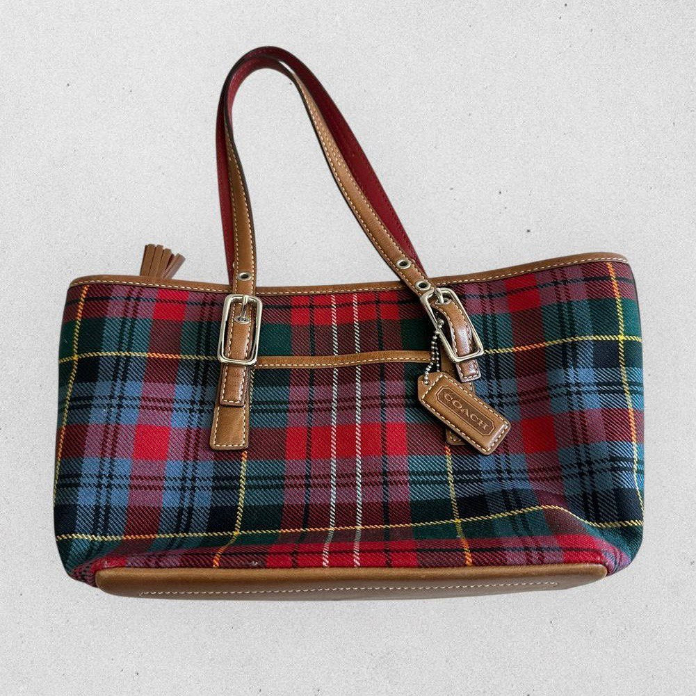 Authentic Vintage Coach Wool Plaid Small Shoulder Bag