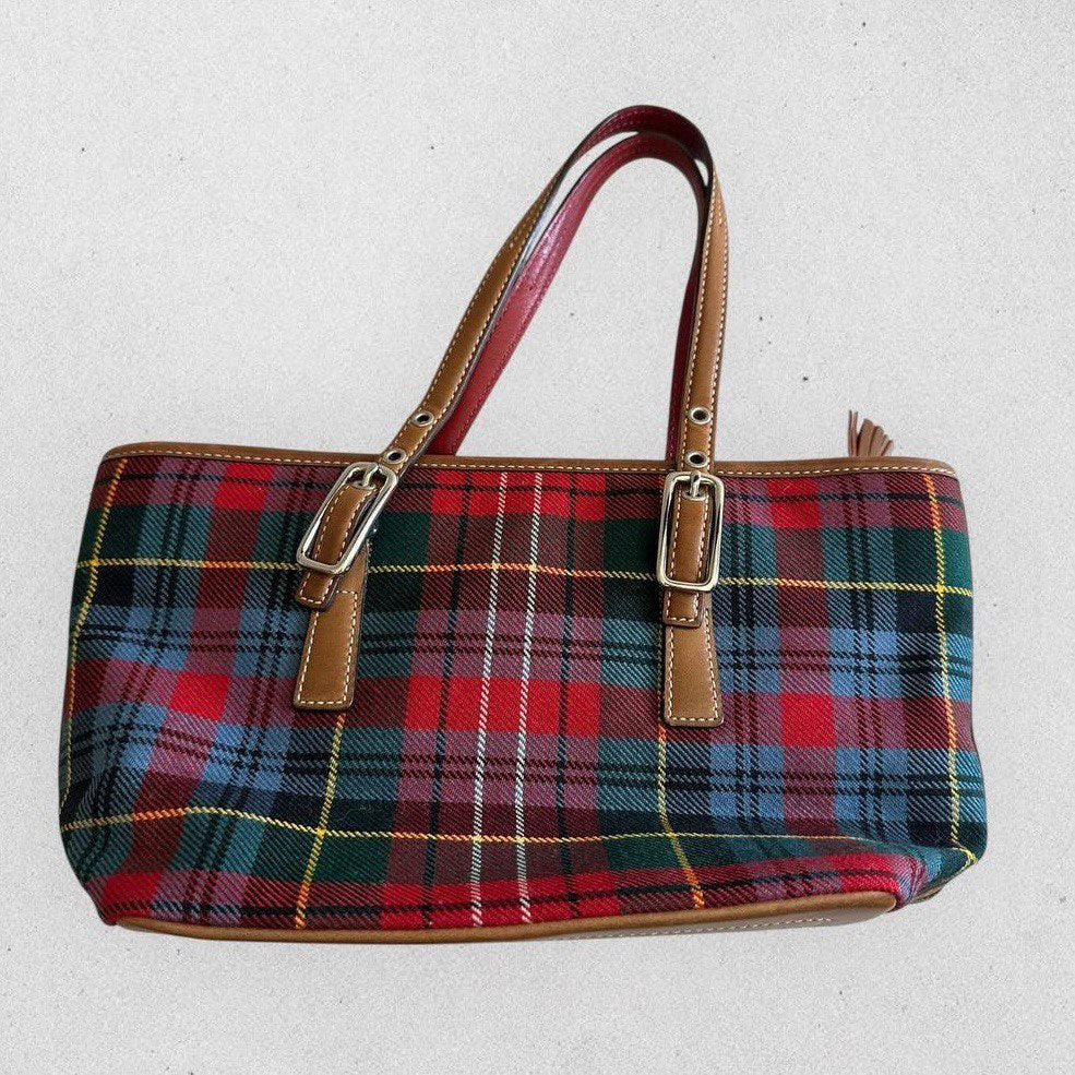 Authentic Vintage Coach Wool Plaid Small Shoulder Bag