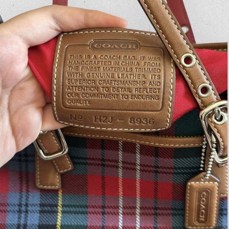 Authentic Vintage Coach Wool Plaid Small Shoulder Bag