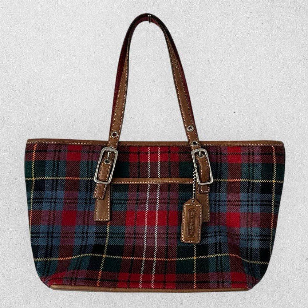 Authentic Vintage Coach Wool Plaid Small Shoulder Bag