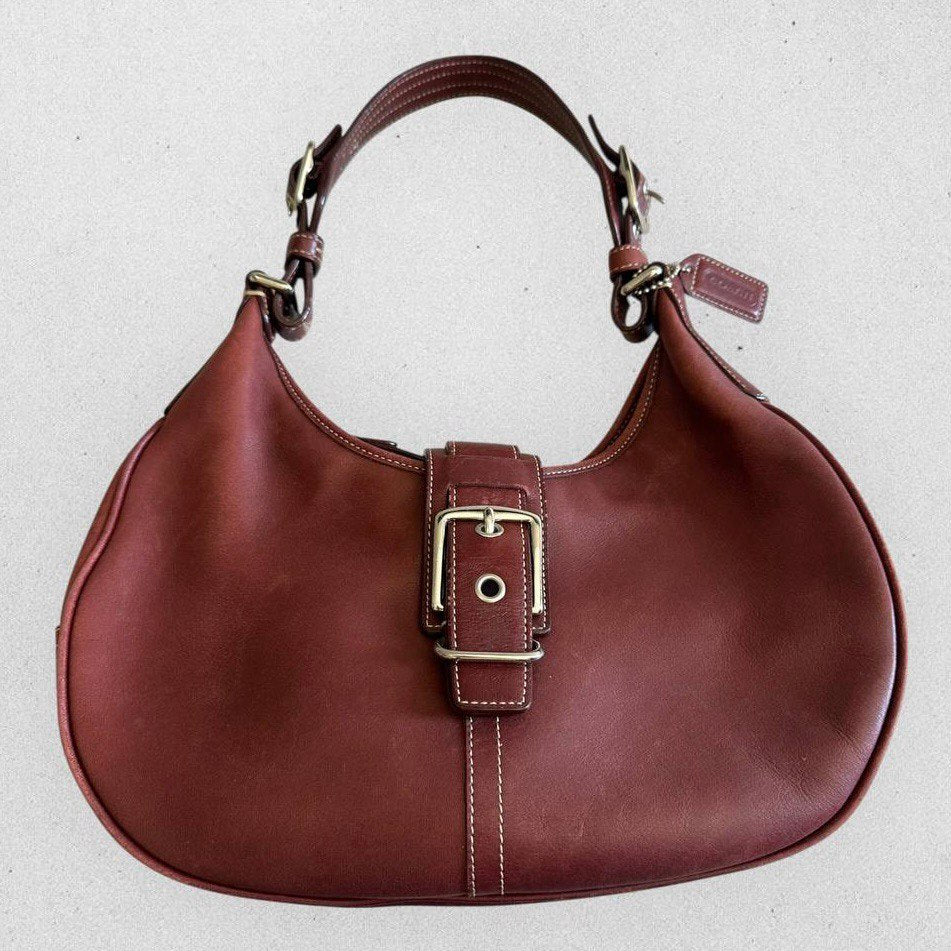 Authentic Vintage Coach Buckle Leather Hobo Bag