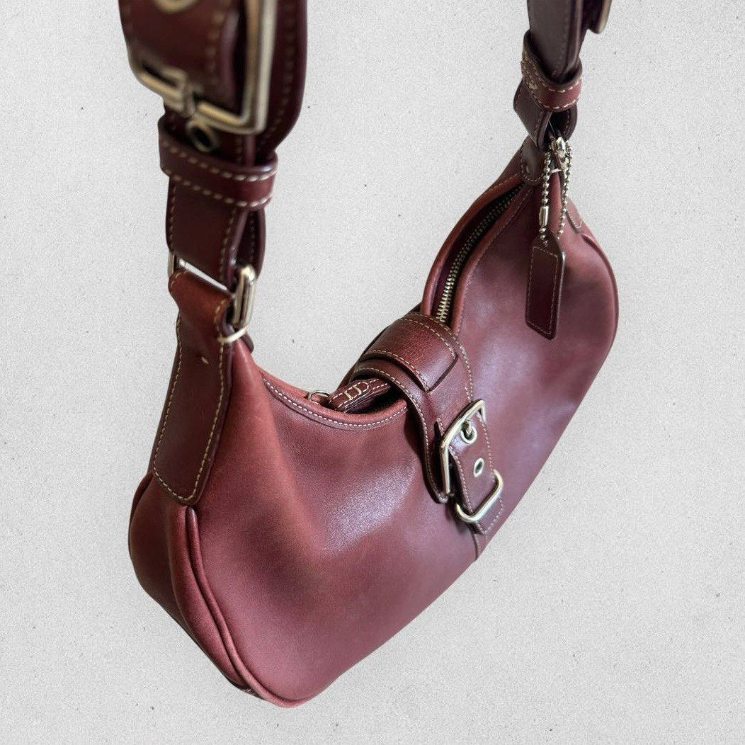 Authentic Vintage Coach Buckle Leather Hobo Bag