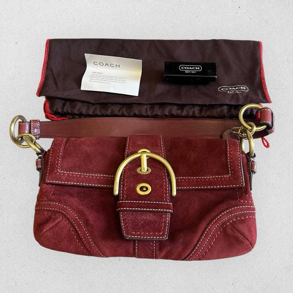Authentic Vintage Coach Soho Flap Suede Shoulder Bag Rare